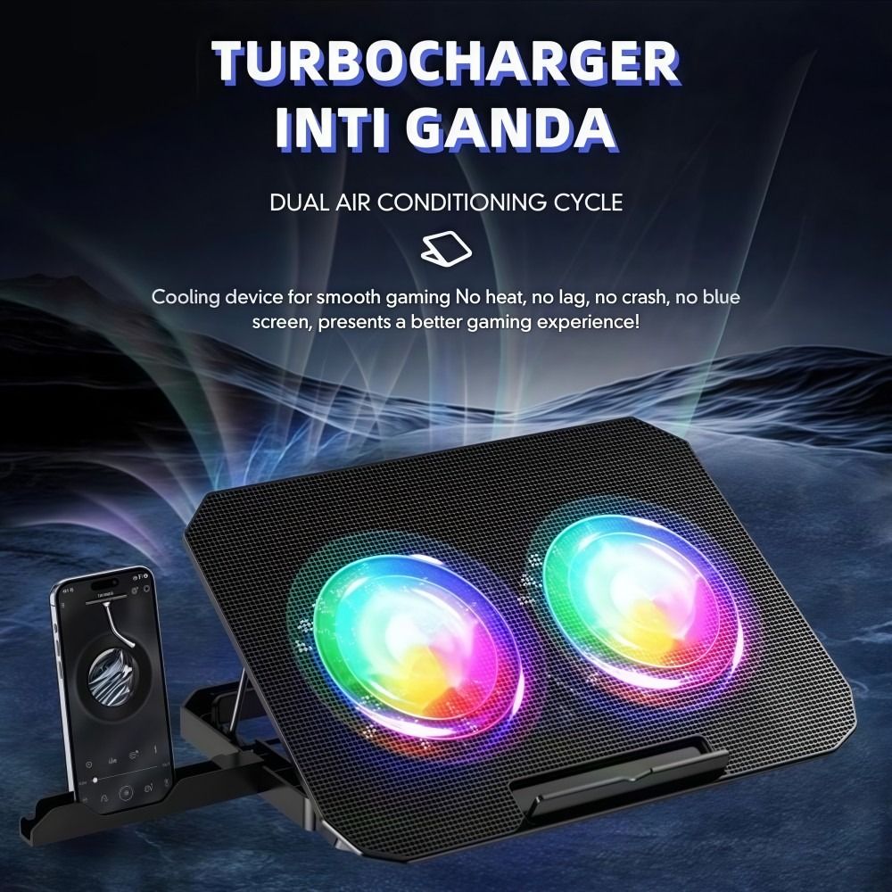 Two Fan Laptop Cooler RGB with - огляд і ціна Laptop Accessories Cooling Pad