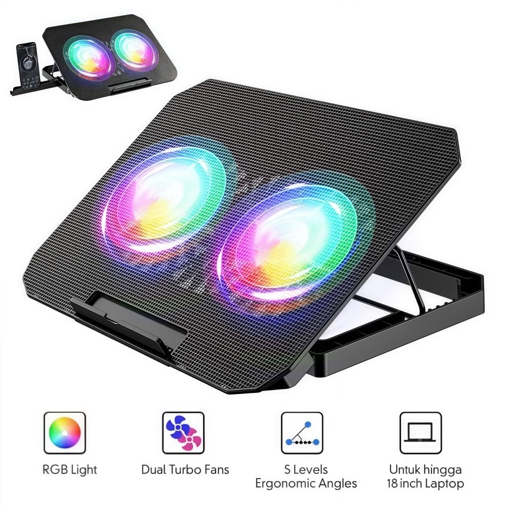 Two Fan Laptop Cooler RGB with - огляд і ціна Laptop Accessories Cooling Pad