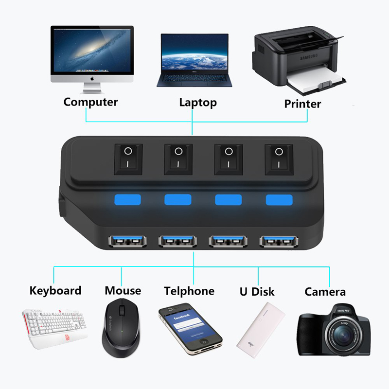 4 Ports USB 3.0 HUB 5Gbps High - огляд і ціна Laptop Accessories Parts